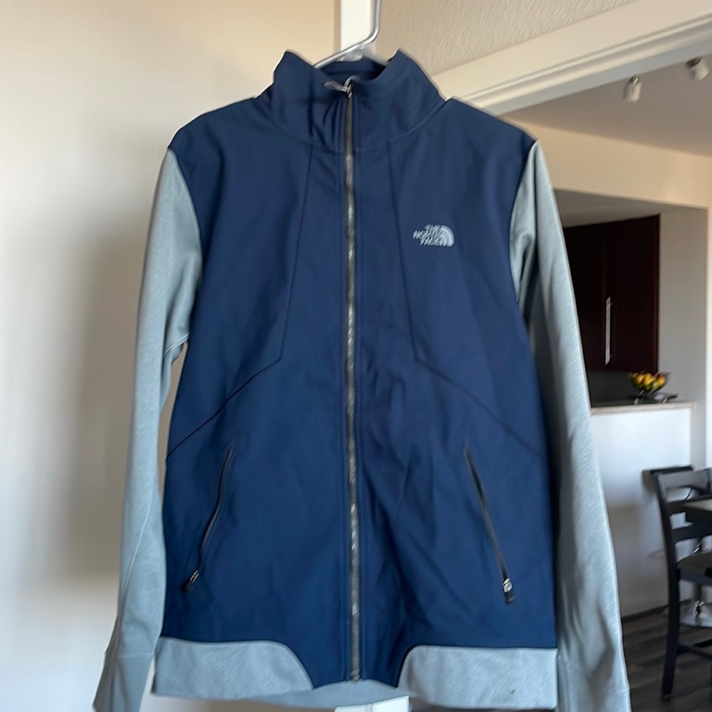 North Face Silver/Blue Zip-up Jacket